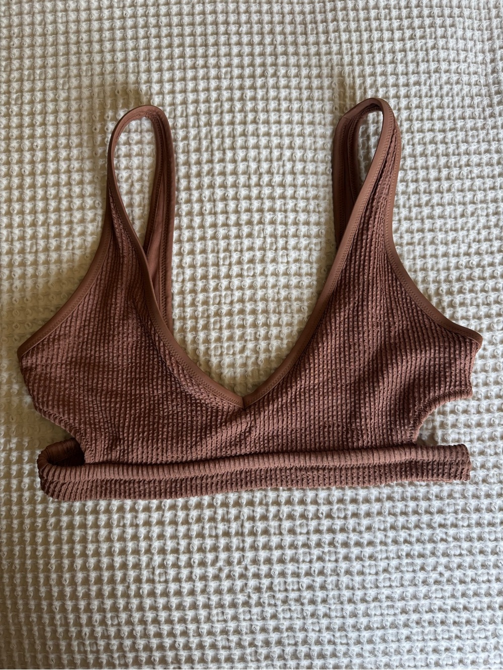 Aerie Crinkle Voop Cut Out Bikini Top NWT
